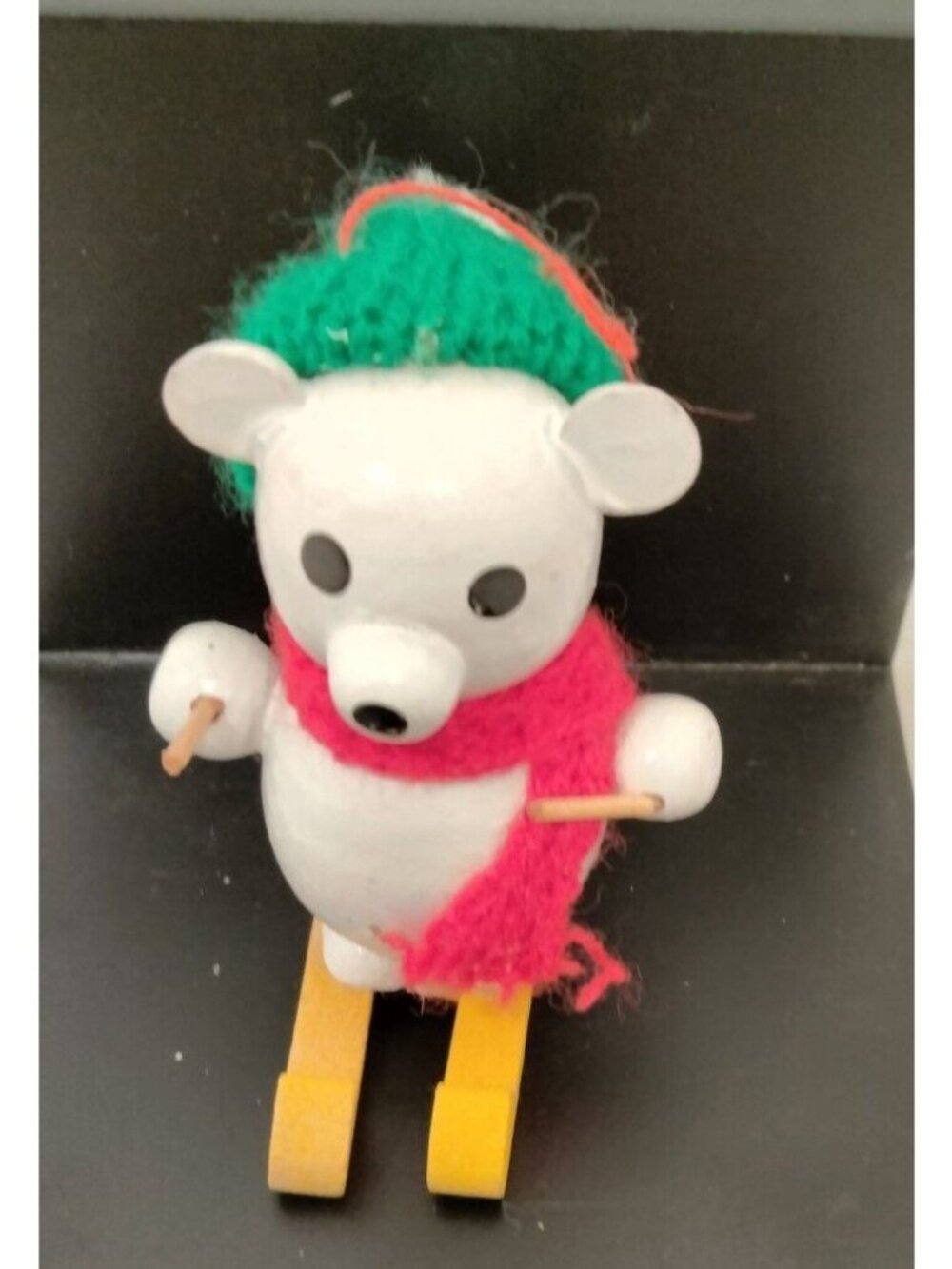 Dakin Bear On Skis Ornament Skiing Lodge Cabin Wood Wooden Vintage 1980